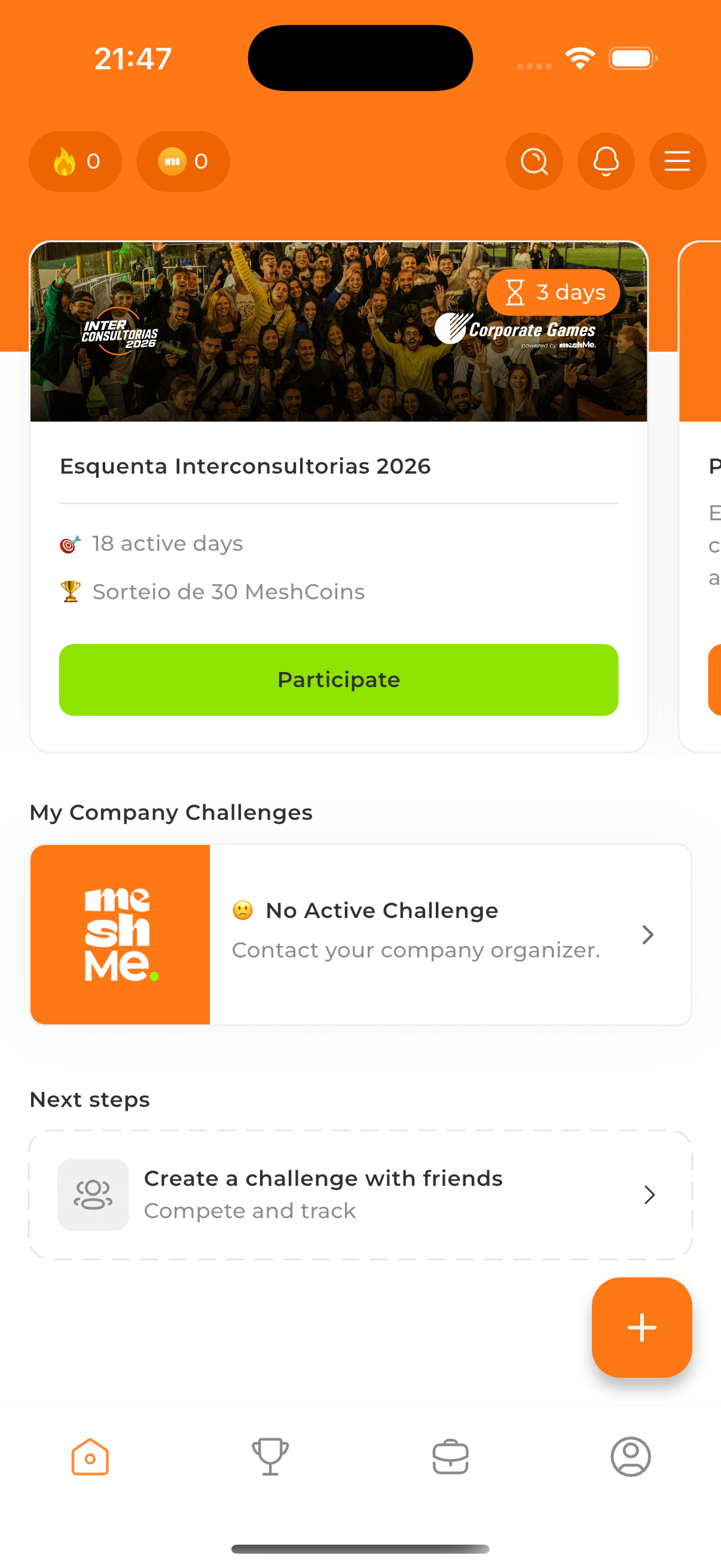 Desafios premiados, da empresa e em grupo