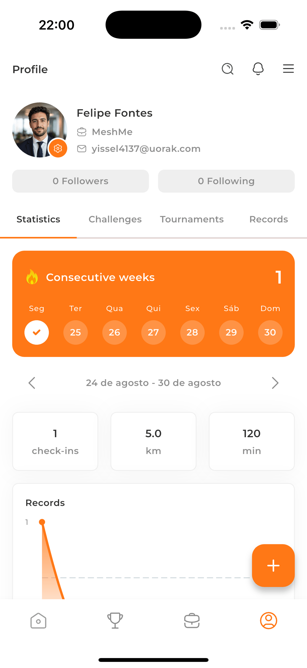 Acompanhe suas estatísticas no perfil